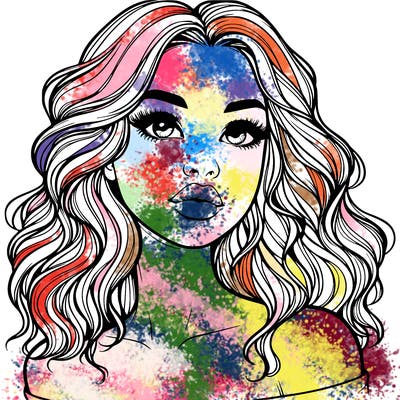 realistic girl with wavy hair and lips