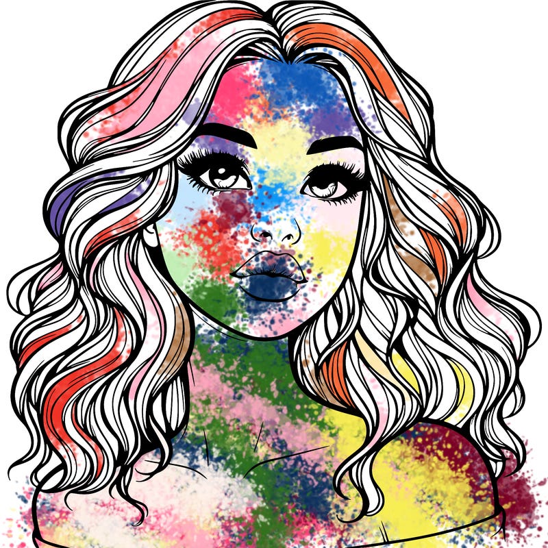 realistic girl with wavy hair and lips
