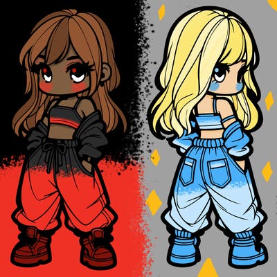 girl in crop top and baggy pants