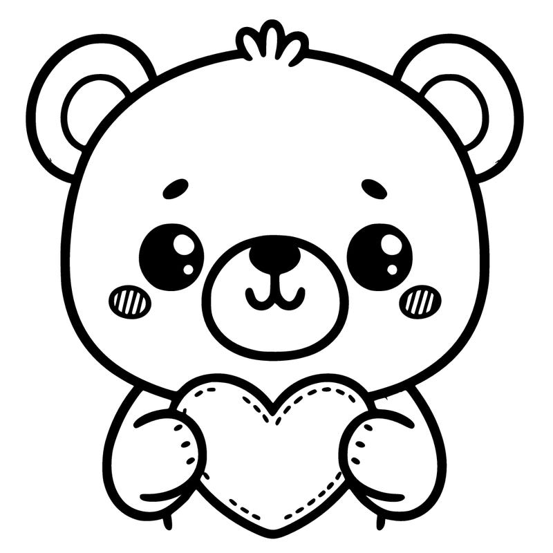 an adorable bear holding a heart