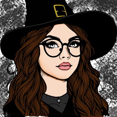a witch with glasses realistic