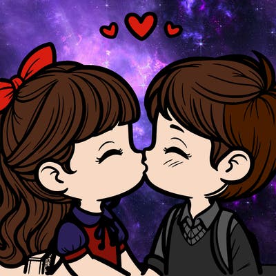 boy and girl kissing