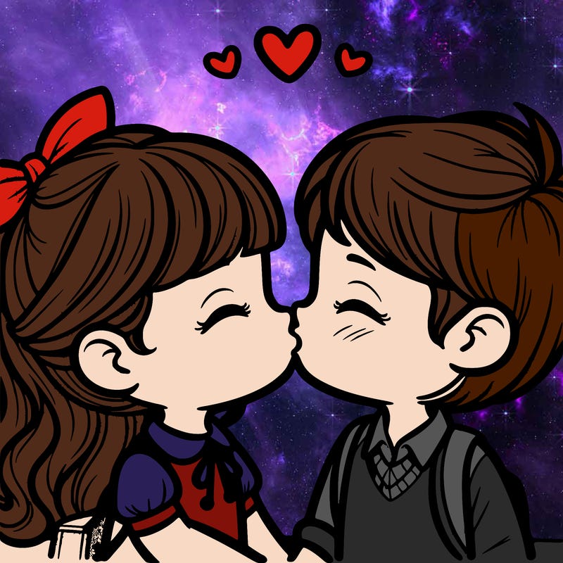 boy and girl kissing