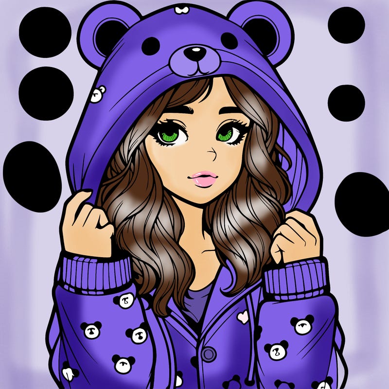 realistic girl in a animal pjs hoodie