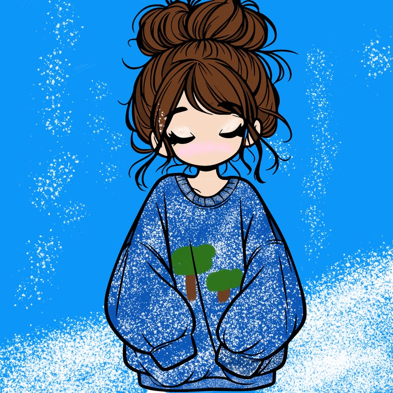 girl with baggy sweatshirt and messy bun