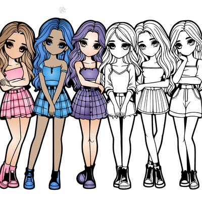 a group of girls realistic