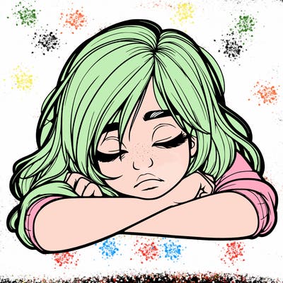 realistic tired girl