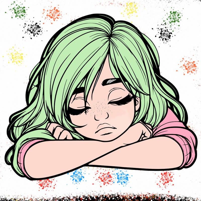 realistic tired girl