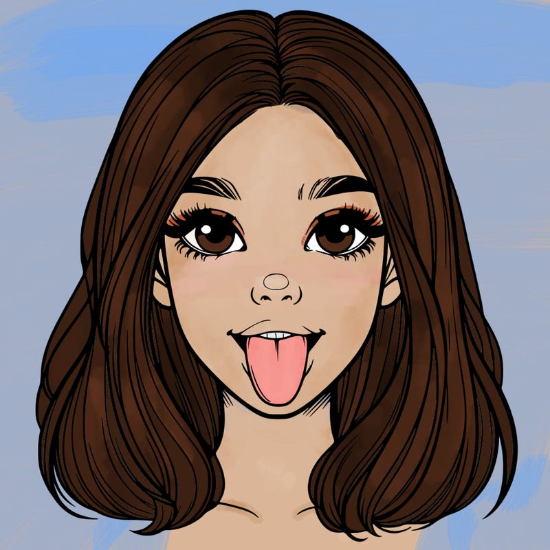 realistic girl with her tongue out