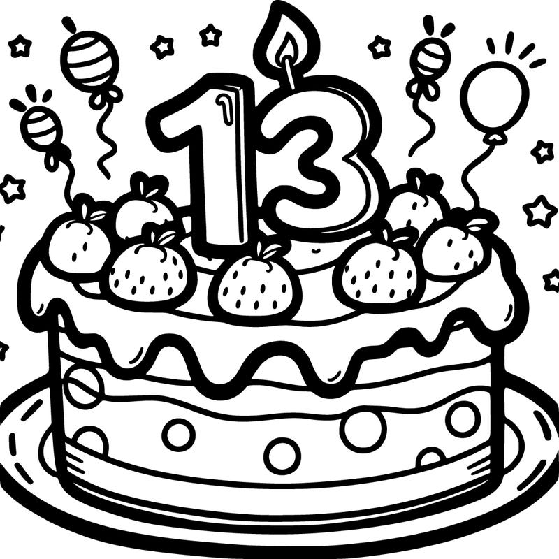 a cake decorated for a boy with the number 13