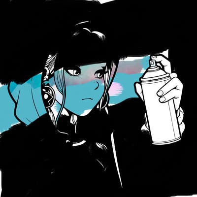 a realistic girl, spray painting