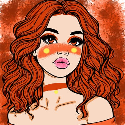 realistic girl with wavy hair and lips