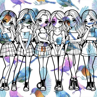 a group of girls realistic