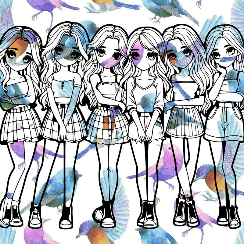 a group of girls realistic