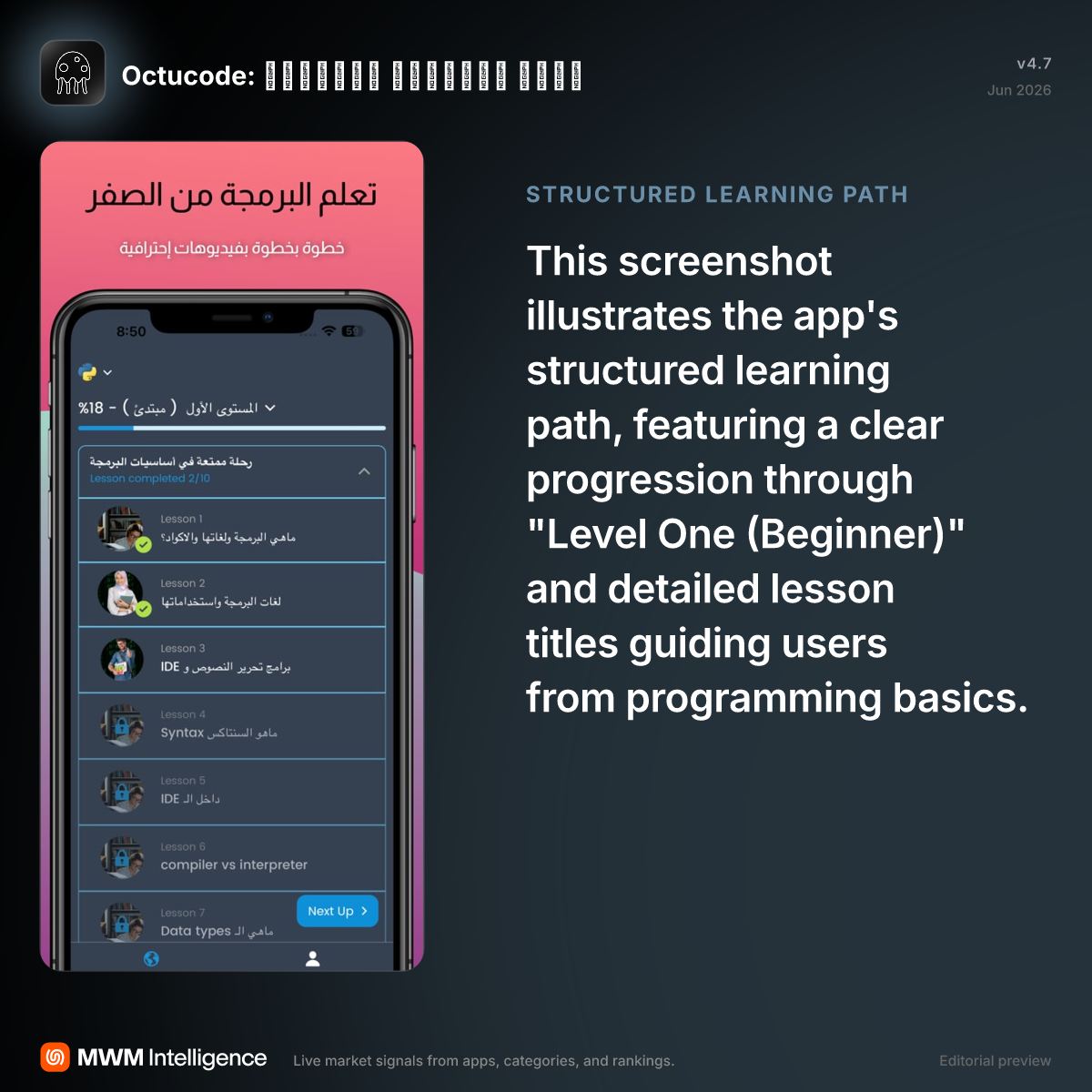 Octucode: تعلم البرمجة بالعربي - Education App | MWM
