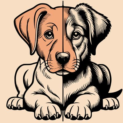 realistic dog split picture