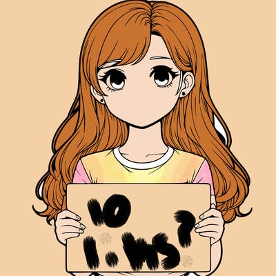 realistic girl holding a sign