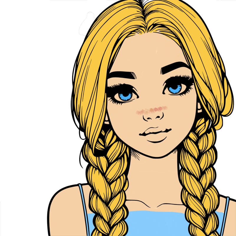 realistic girl with braids