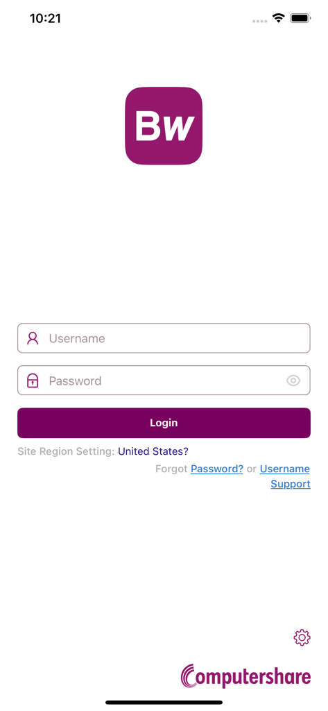 Computershare BoardWorks - Computershare BoardWorks mobile app login interface showing username and password entry fields.