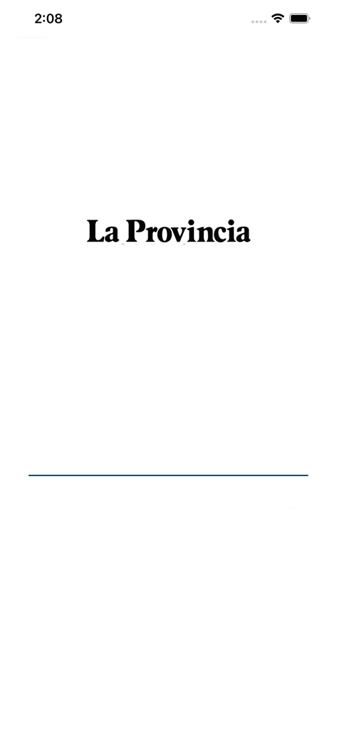 Startbildschirm der La Provincia di Cremona Crema Nachrichten-App mit dem Titel der Zeitung in einer klassischen schwarzen Schriftart auf weißem Hintergrund