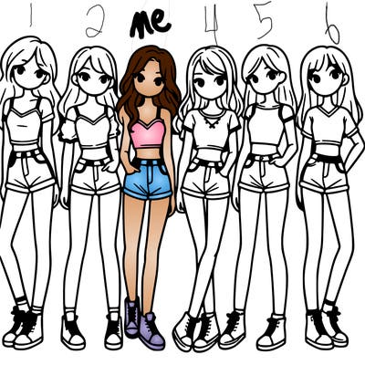 a group of girls wearing crop tops and shorts