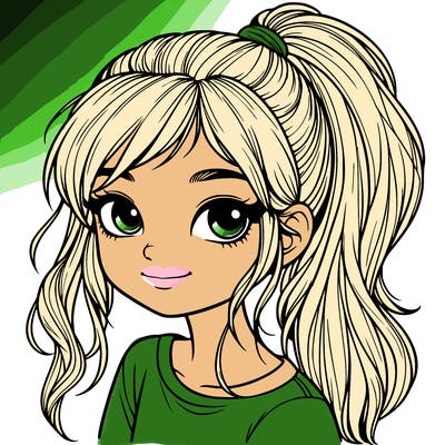 realistic girl with ponytail