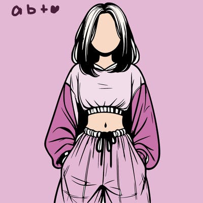 realistic girl faceless with baggy pants and a crop top