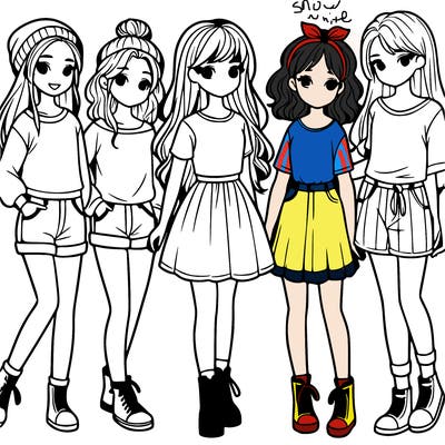 a group of five girls