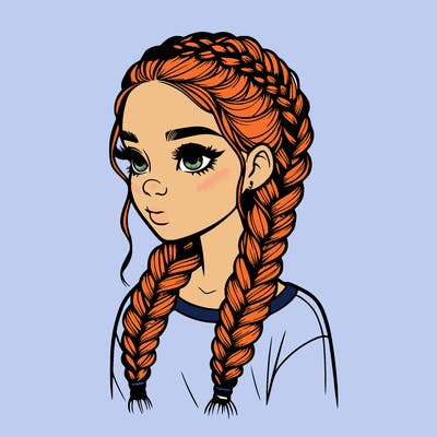 realistic girl with braids