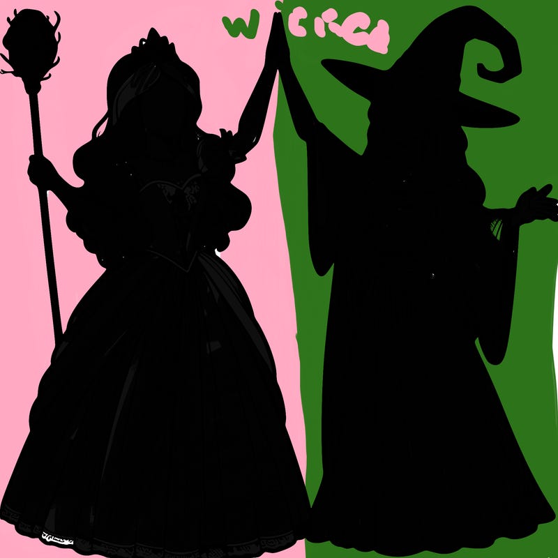 detailed realistic split of a princess and a witch