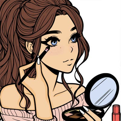 a realistic girl doing her makeup