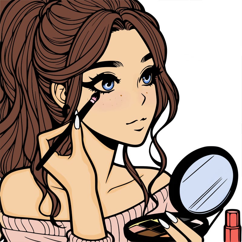 a realistic girl doing her makeup