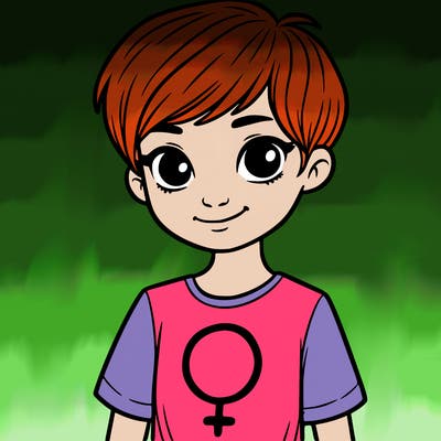girl with pixie cut and feminist shirt