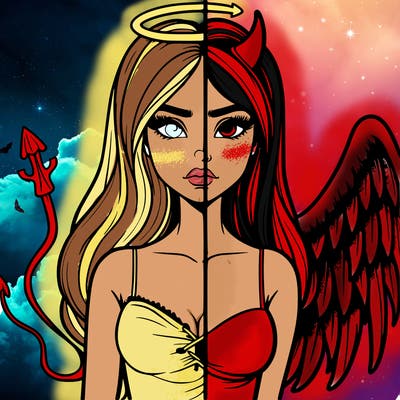 devil vs angel realistic girl