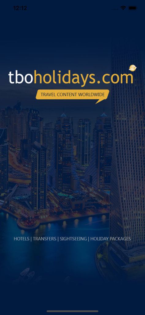TBO Holidays - TBO Holidays B2B travel portal home screen showing hotel and sightseeing services