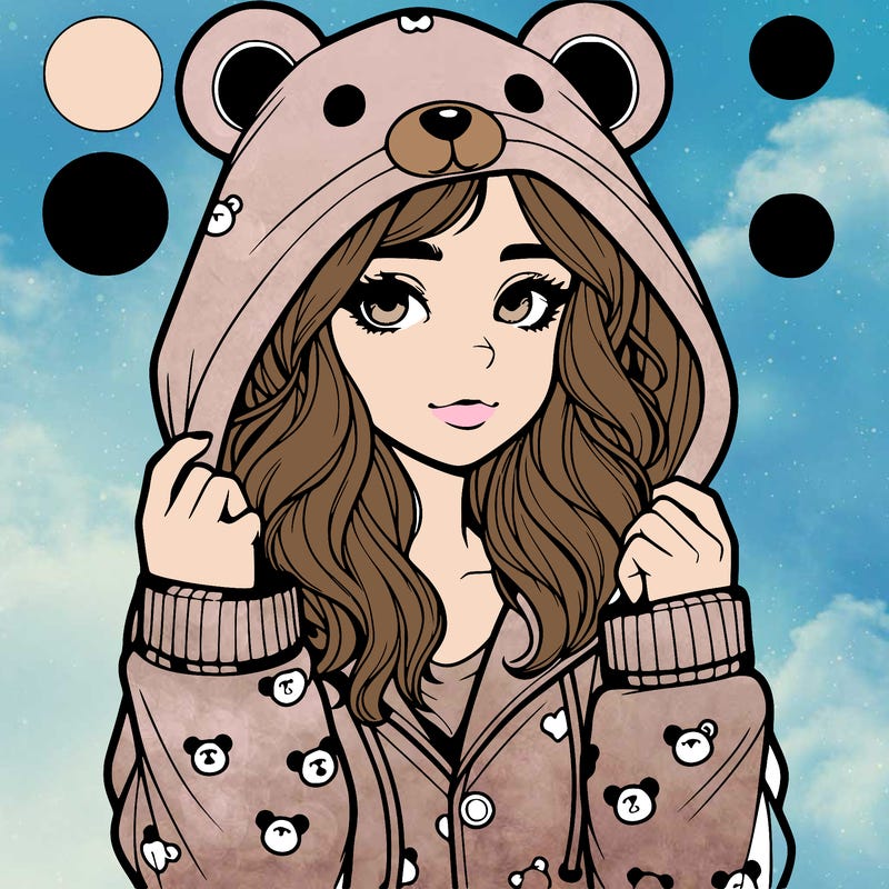 realistic girl in a animal pjs hoodie