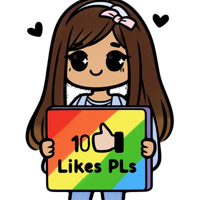 girl holding a sign saying 10 likes pls