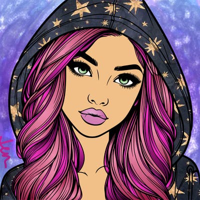 realistic beautiful girl with a hood on