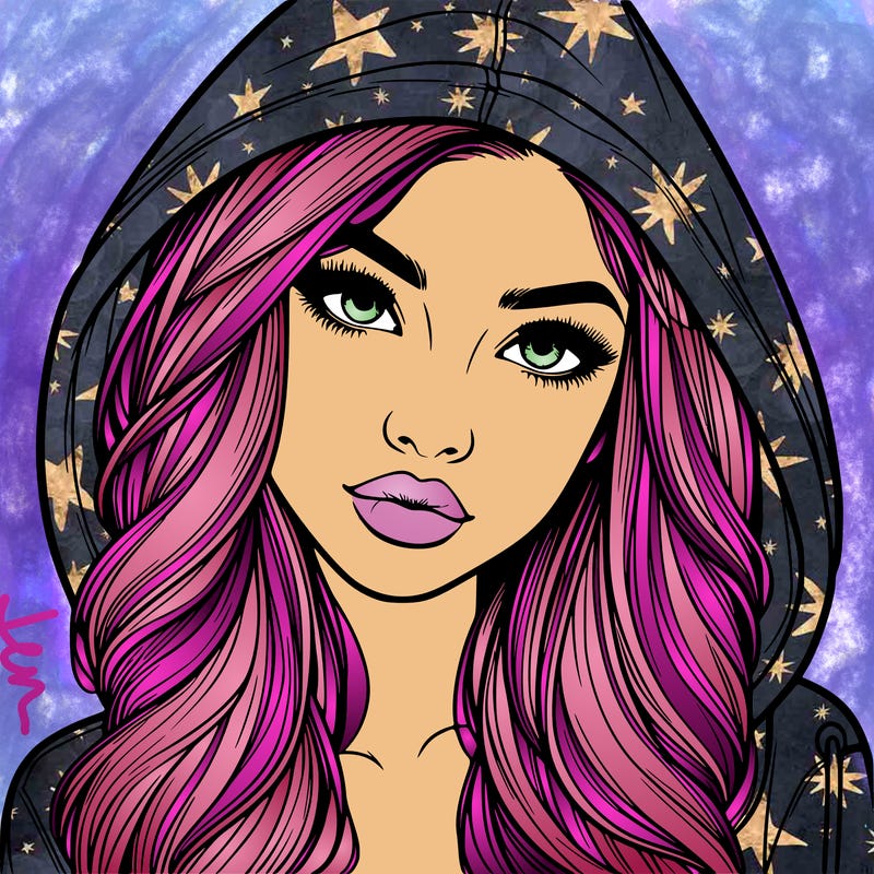 realistic beautiful girl with a hood on