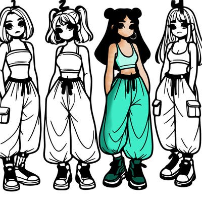 girls with crop top with baggy pants