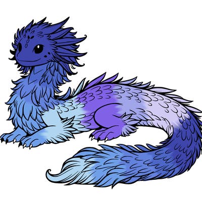 long fluffy water dragon