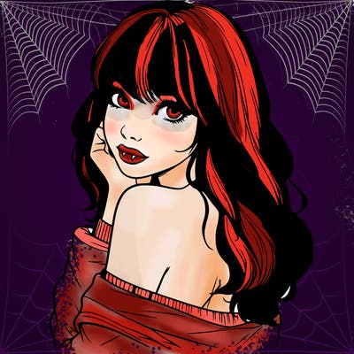 realistic girl with bangs looking over her shoulder