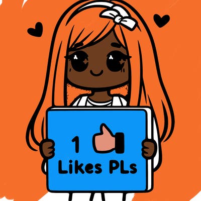 girl holding a sign saying 10 likes pls