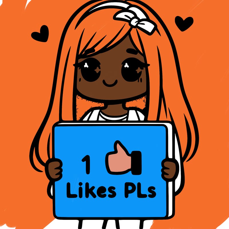 girl holding a sign saying 10 likes pls