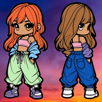 girl in crop top and baggy pants