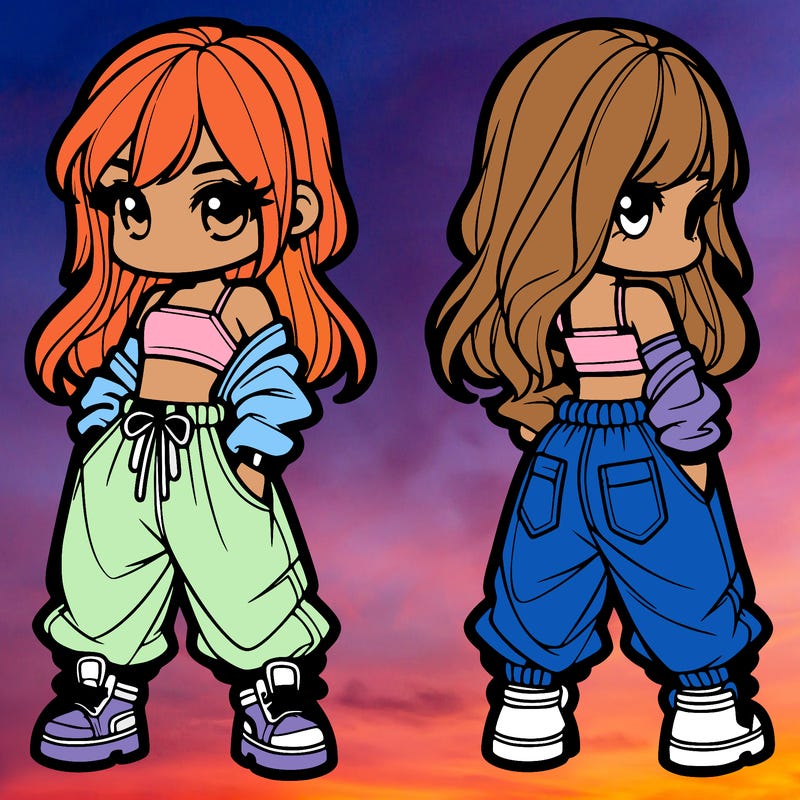 girl in crop top and baggy pants