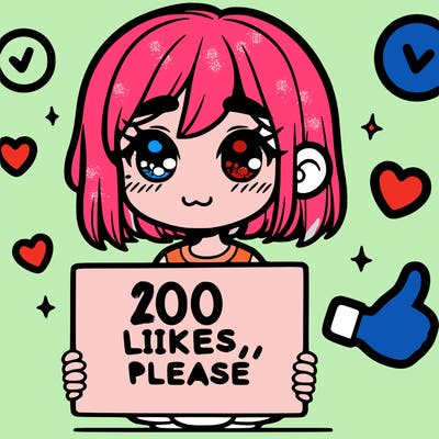 a girl with a sign saying 100 likes, please