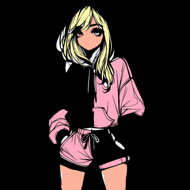 realistic girl in shorts and hoodie