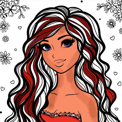 pretty woman with long wavy hair