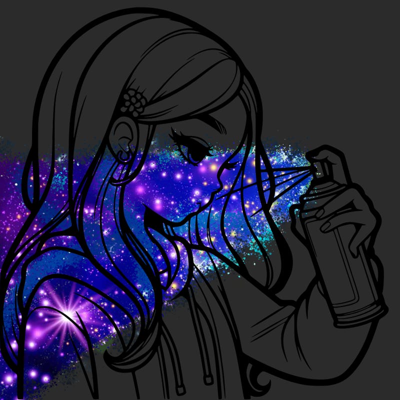 a realistic girl spray painting